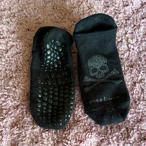 Pure Barre Black Skull Grip Socks